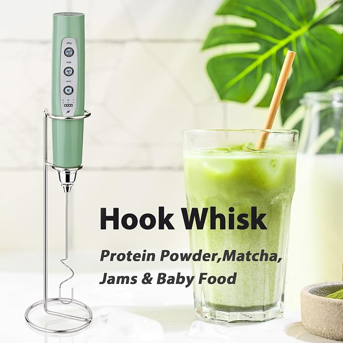 Milk Frother Wand Rechargeable Handheld Electric Whisk 3 Speed Adjustable | Coffee Frother Wand with 3 Stainless Whisks Electric Foam Maker Drink Mixer Blender for Latte Cappuccino Matcha Egg