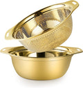 Gulex Colander Stainless Steel 4-quart with Bowls, Strainer Kitchen, Gold