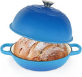 Enameled Cast Iron Bread Oven Dutch Oven Pot with Lid Blue | Bread Dutch Oven for Sourdough Bread Baking, 6 Quarts 10" Bread Pan with Dome Lid, Non-stick Cookware for Homemade Bread