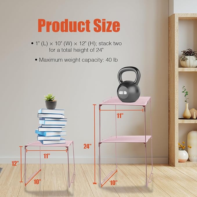 Piffny Versatile Metal Mesh Organizer Shelf, Stackable, for Standard Size School Lockers, Also for Gym and Work Lockers, or Even Kitchen Cabinets & Under Sink Organization