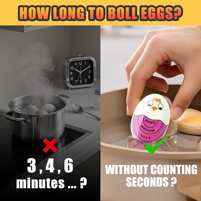 FOREV Egg Timers for Hard Boiled Eggs Timer, Purple 2pcs | BPA-Free, Color Changing Tells When Eggs are Ready