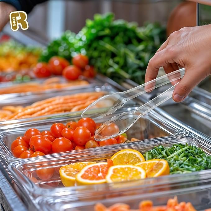 12 Pack 9 Inch Large Plastic Serving Tongs For Buffet - Plastic Serving Utensils For Hot And Cold Food - Disposable Serving Tongs For Parties, Holidays And Gatherings (Clear)