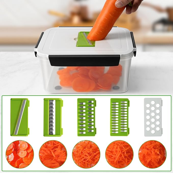 5 PCS Large Fruit storage Containers for Fridge with Colanders and Choppers | with Removable Colander Leakproof Dishwasher & Microwave safe Produce Containers Keep Fruits Vegetables Berry Fresh longer