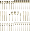 Alata Potter Champagne Gold 45-Piece Forged Silverware Set with Utensil-Serving Set, Service for 8, Stainless Steel Flatware Set, Modern Design with Mirror Finish, Ideal for Home, Kitchen, Party