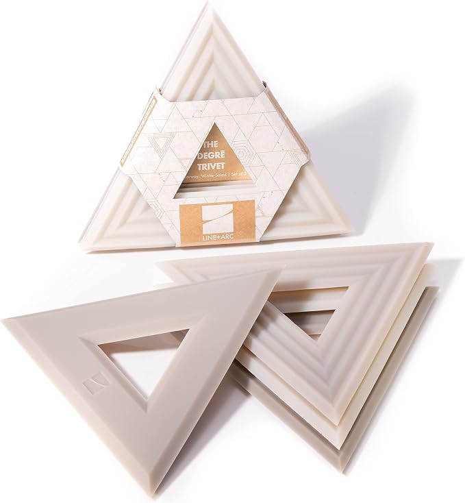 LINE+ARC Modern Silicone Trivets, Sandstone (3 Pack) feat. in ELLE Decor | Waterproof, dishwasher-safe, quartz kitchen countertop, outdoor, mid-century modern, mcm, feat. in BuzzFeed, beige