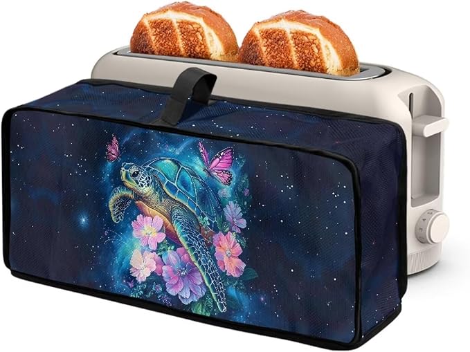ZDCUSTOM Hibiscus Floral Sea Turle Slim Toaster Cover Fits for Most Standard 2 Slice Long Slot Toasters, Keep Kitchen Small Appliance Clean from Dust and Fingerprint