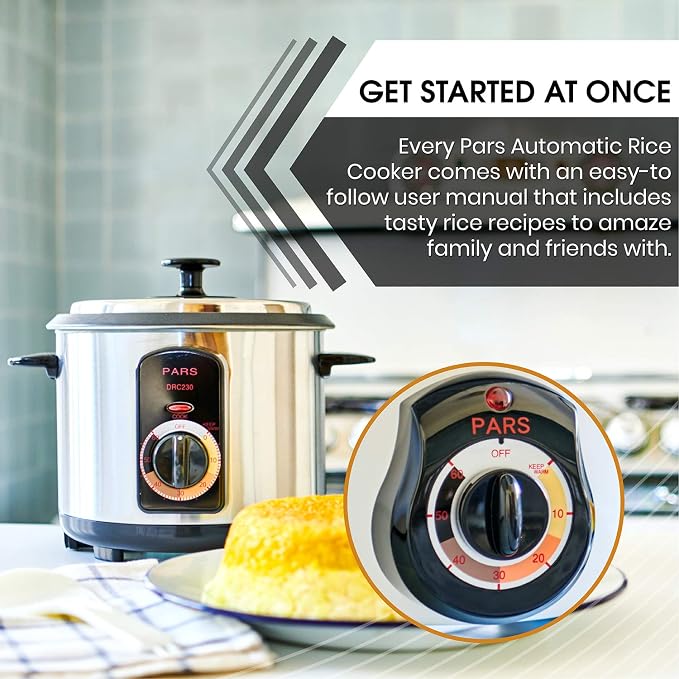 Pars Automatic Persian Rice Cooker - Tahdig Rice Maker Perfect Rice Crust, 7 Cup