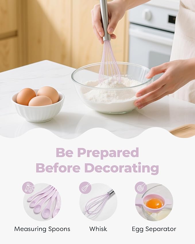 Kootek 158 Cake Decorating Kit Baking Supplies Tools for Beginners & Pros | Cake Stand Turntable, Icing Piping Tips, Disposable Reusable Pastry Bag, Spatulas, Video Tutorial, Pattern Chart