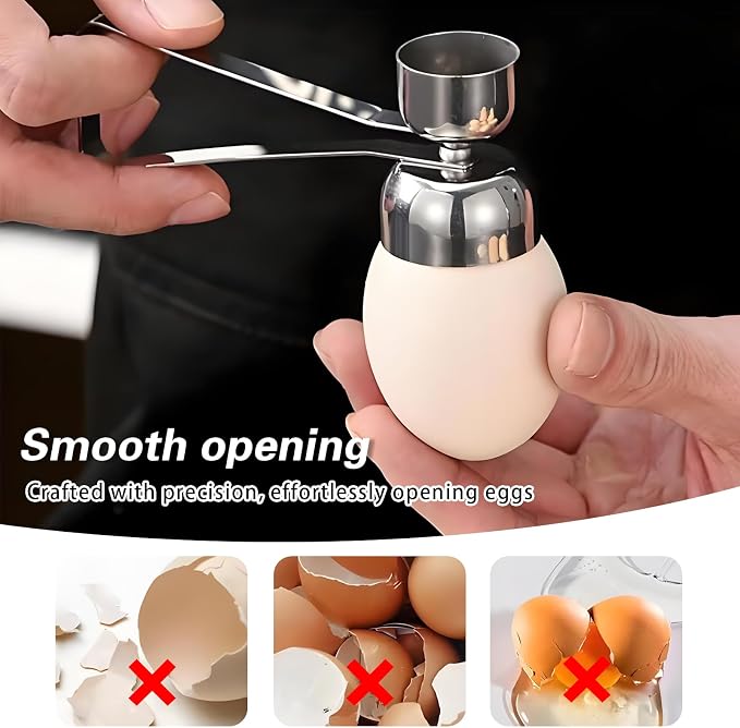 2-in-1 Egg Cracker Topper & Egg White Separator Set - Easy Open Raw Egg Shell with Elastic Ball, Yolk Separator Spoon for Baking, Cooking, and Craft (Kitchen Gadgets)