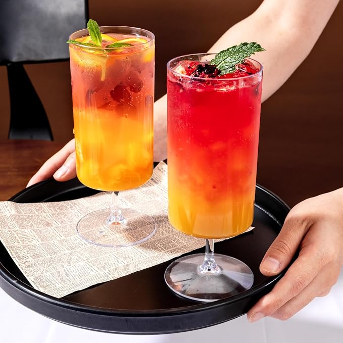 Ciaell 12 Pack Plastic Water Goblets for Weddings Parties | 14 oz Short Stem Water Goblets, Heavy Duty Plastic, Wine Beer Juice Cocktails for Anniversaries Dinners Birthdays