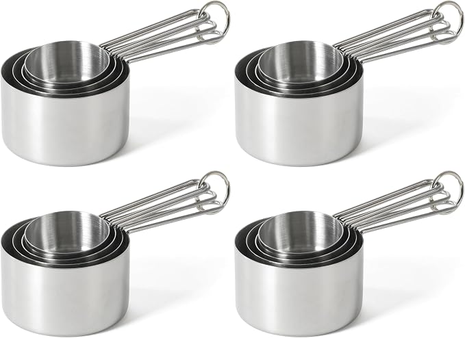 Martha Stewart Richburn 4-Piece Stainless Steel Measuring Cups Set – Durable and Accurate Kitchen Measuring Tools for Baking and Cooking (Pack of 4)