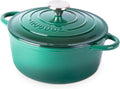 Cast Iron Dutch Oven with Lid - Non-Stick Ovenproof Enamelled Casserole Pot - Sturdy Dutch Oven Cookware - Dark Green, 3.1-Quart, 22cm-by Nuovva
