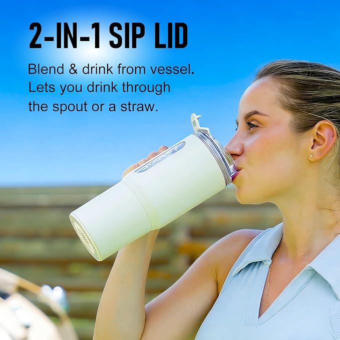 Portable Blender for Smoothie, 18oz personal, Cordless Rechargeable | Frozen blending, Jam-free, BPA-free, Auto-Reverse, Fast Charging, Not Dishwasher Safe, Car Cup Holder Friendly