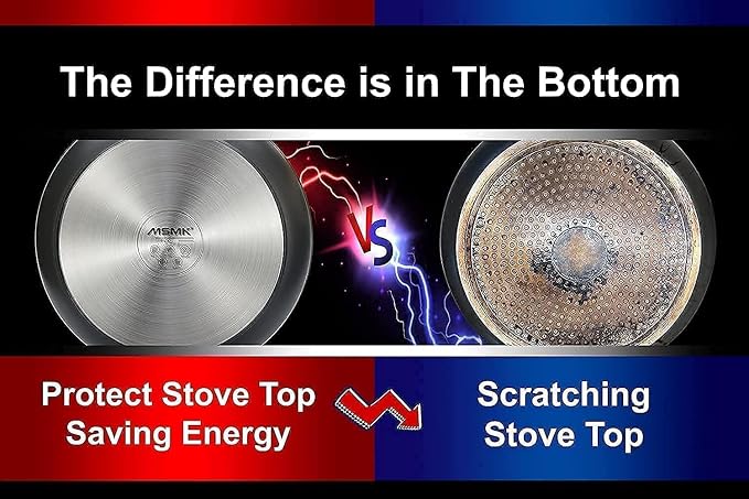 MsMk 10 inch and 12 inch Non Stick Frying Pan Set, PFOA & PTFE & PFAS Free | Non Toxic, Even Heating, Easy Clean, Dishwasher & Oven Safe, suitable for gas & electric & induction stoves, Stainless Steel