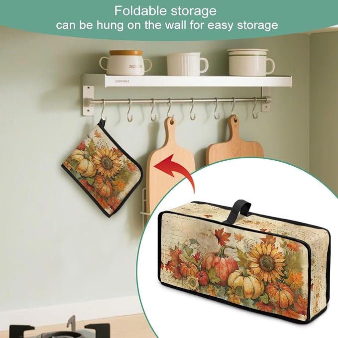 ZDCUSTOM Toaster Covers 2 Slice Wide Slot Long Washable Toaster Cover Bread Maker Dust Fingerprint Protection Kitchen Appliance Protector, Sunflower Maple Leaf