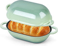 Homikit Enameled Cast Iron Dutch Oven for Bread Baking, 2.8 QT Oval Bread Oven Pot with Lid, 9.5 x 5.7 Inch Sourdough Loaf Baking Pan for Homemade Bread, Heavy Duty & Oven Safe, Pistachio Green