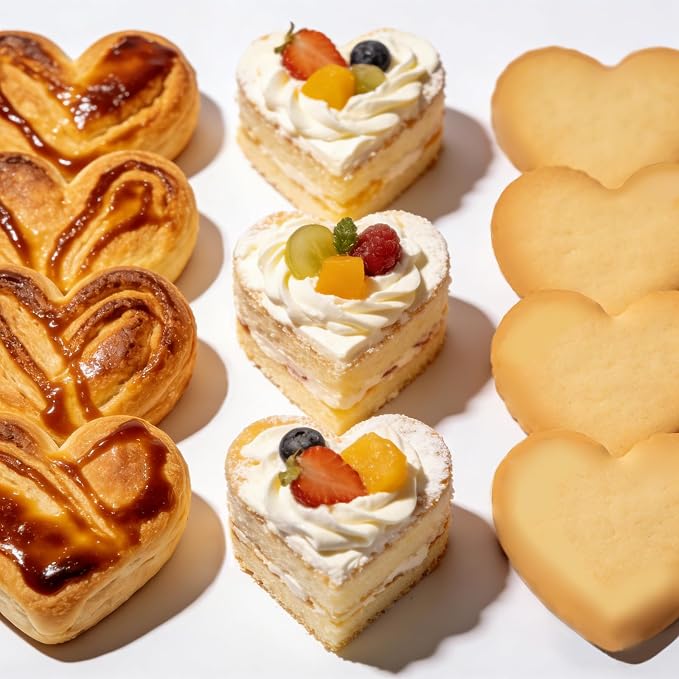 Heart Cookie Cutters, 5 Piece Biscuit Cutters with Handle | Professional Stainless Steel Baking Essential Tools for Valentine's Day, Sandwiches and Heart-Shaped Cookies