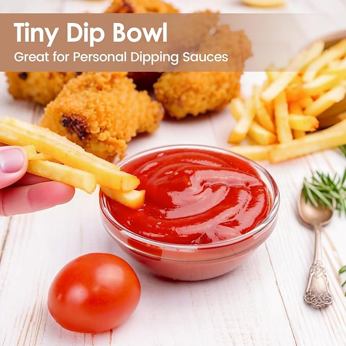 3.5in 4oz Small Glass Bowls, Mini Glass Containers, Ramekins, Prep, Pinch Bowl, Stackable Condiment Containers, for Prep, Dips, Nuts, Snacks, Candy Meal Prep Bowls, Dessert Bowls