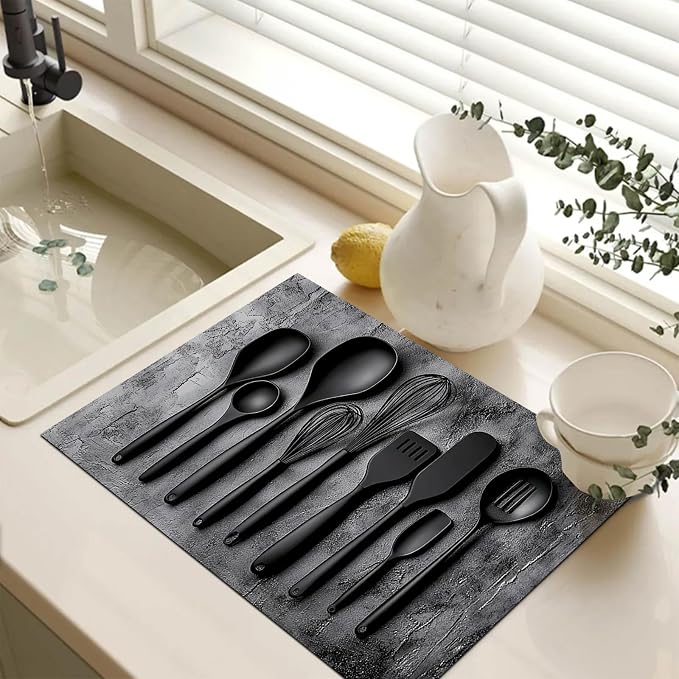 HOMETITUTE Modern Black Kitchen Tools Stove Top Cover 28x20 Heat Mat