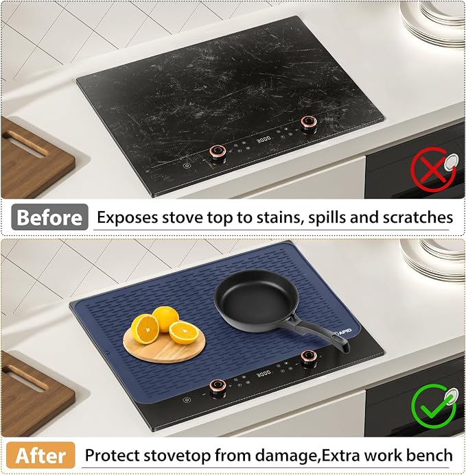 Extra Large 30x24 Inch Silicone Dish Drying Mat for Rack & Kitchen Counter | Easy Clean Silicone Drying Mat for Kitchen Counter, Non-Slip Dish Drain Mat, Heat Resistant Silicon Dish Mat, Navy Blue SAPID