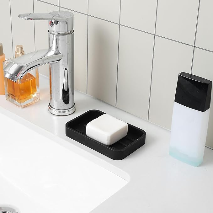 MicoYang Silicone Kitchen Sink Organizer Tray for Multiple Usage,Easy Clean Sponges Holder for Kitchen Bathroom Counter or Sink,Dish Soap Dispenser,Scrubber,Bottle,Cup Black 4.9”x 3.2”