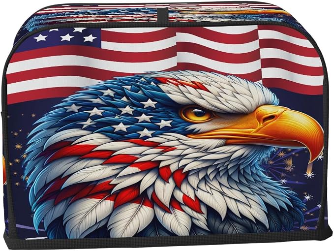 2 Slice Toaster Cover 250 Eagle American USA Flag Toaster Covers Two Slice Wide Slot Waterproof and Dustproof Covers for Wide Slot Toasters and Small Appliances Kitchen Decor Gifts