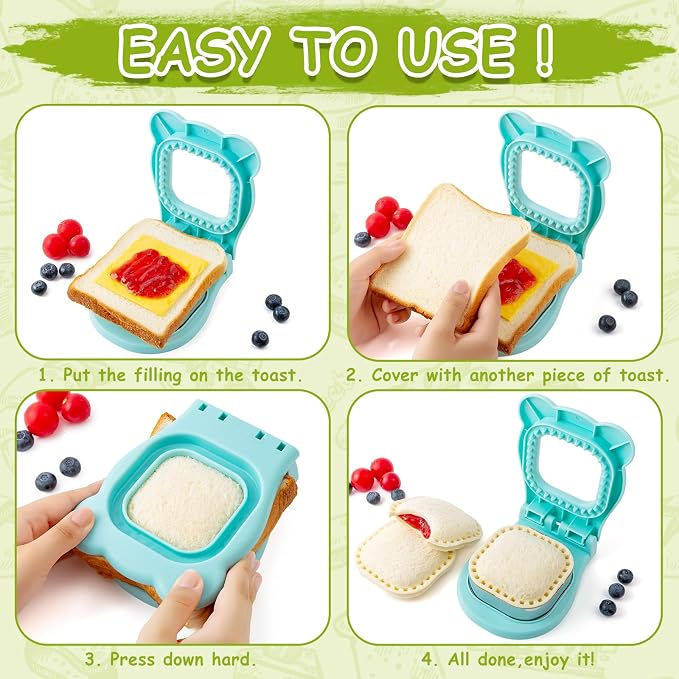 Nifogo Large Uncrustable Sandwich Cutter Maker for Kids | Sandwich Cutter and Sealer, Leak-proof Seal, Stainless Steel & PP Plastic, for Children Boys Girls Lunch Breakfast
