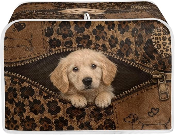 Golden Retriever Print 2 Slice Toaster Cover Anti Fingerprint Toaster Oven Dust Cover Leopard Print Small Kitchen Appliance Dust Covers, Kitchen Decorations