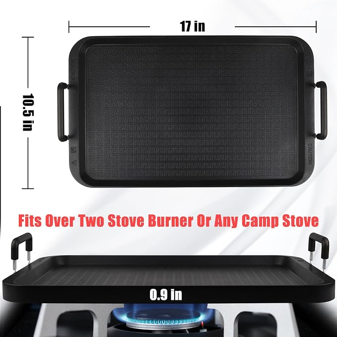 Flat Top Grill - Non-Stick Stovetop Griddle, Aluminum, Dishwasher Safe
