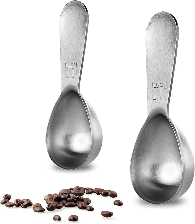 U-Taste 18/8 Stainless Steel Coffee Scoop: 1 Tbsp Scoop Measure Spoon, 2Pcs | Stainless Steel Tablespoon Measuring Spoon, Tablespoon Coffee Spoons, Short Handle Tbsp Scooper for Ground Coffee Bean Powder