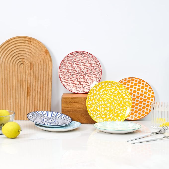 Selamica Ceramic Dessert Plates Set of 6, 6 Inch Small Plates for Snacks | Appetizer Plates for Kitchen, Microwave Dishwasher Safe, Assorted Colors