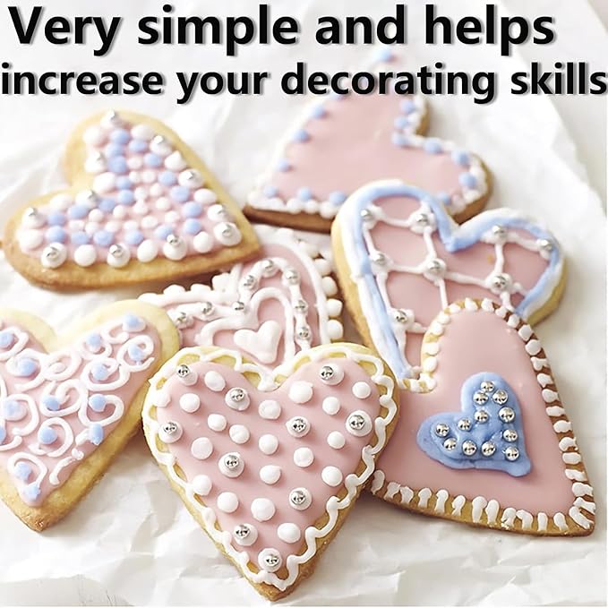 WAFJAMF Cake Decorating Pen Kit Pastry Icing Piping Bag Set Purple | Handheld control stainless steel tips for cupcakes, cookies, fondant; easy DIY baking tools for beginners