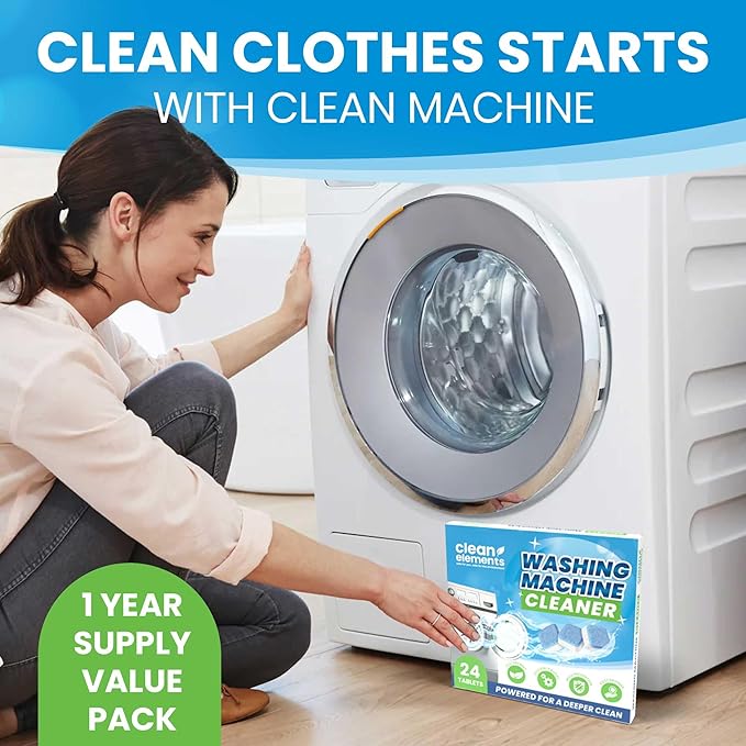 Washing Machine Cleaner & Descaler Tablets, HE Washer Deep Cleaning, 24 Ct | For front & top load laundry washers. Helps maintain a clean drum, septic safe, eco-friendly freshener - 12 Month Supply
