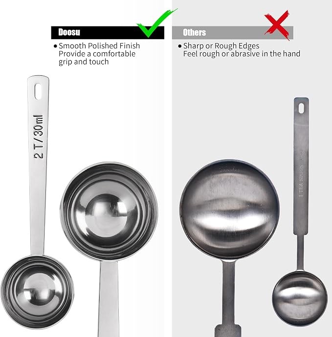 Doosu Metal 4.3in Long Handle Coffee Scoop for Ground Coffee (2 Tbsp) | Food-Grade 18/8 Stainless Steel Measuring Spoon, Tablespoon Scooper for Coffee Beans, Espresso, Protein Powders, Tea, Sugar