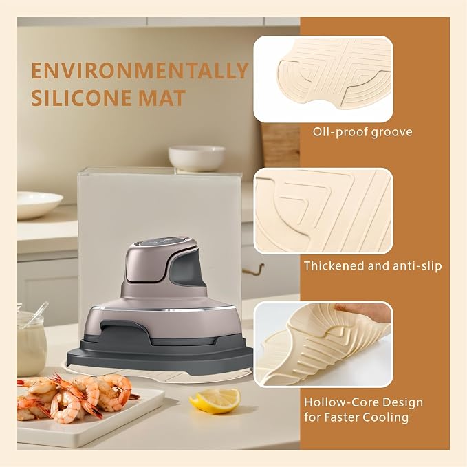 Silicone Heat Resistant mat for Ninja Crispi Air Fryer,Heat-Insulating Accessories Compatible with Ninja crispi FN101 containers,Kitchen Air Fryer Trivet (Stone)