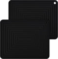 Trivets for Hot Dishes, Silicone Trivet Pads for Kitchen, Silicon Trivets for Hot Pots and Pans, Big Silicone Pot Holders, Trivet for Quartz Countertops, Heat Resistant Mats Set 2 Black