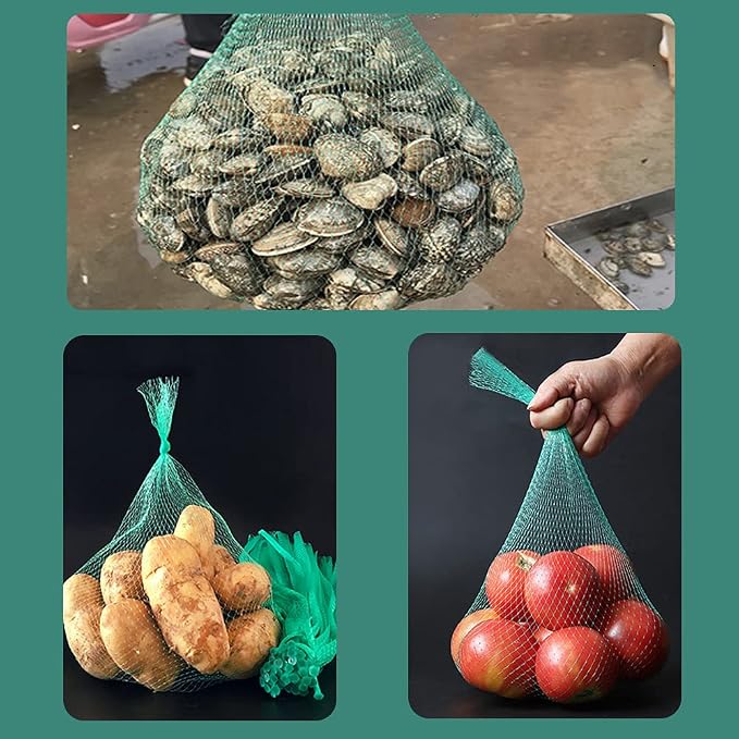 TEMUCY Plastic Mesh Produce Bags, 24 Inch Seafood Boil Bags for Crawfish Crab Shellfish Cooking (Green-100PCS)