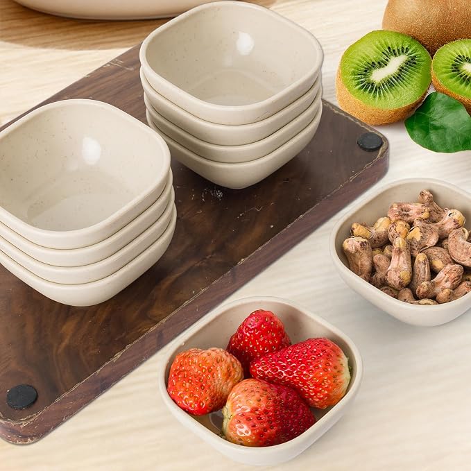 SHECIPIN 12 Pack Unbreakable Dipping Bowls, 4.5 OZ Soy Sauce Dishes,Wheat Straw Small Dessert Bowls,Small Prep Bowls，Dipping Sauce Cups, Dip Bowls for Side Dish, Snacks, BBQ，Ketchup (Beige