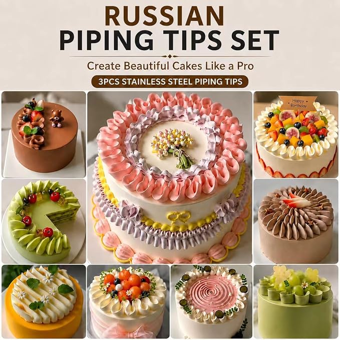cake piping tips, Russian Piping Tips Set,V-shaped Wave Nozzles Piping Kit - DIY Icing Nozzle Tool for Cupcakes (V-shape)