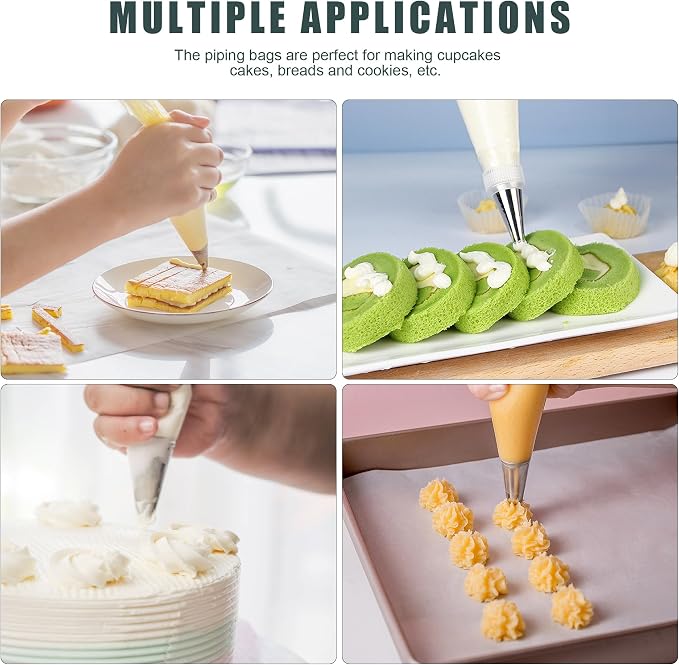 Piping Bags and Tips Set, Cakes Decorating Supplies Kit with 100pcs 18 Inch Pastry Bags, 16 Piping Tips, 3 Cake Scraper, 2 Couplers, 2 Bag Ties, Simple and Convenient Baking Supplies Set | Cakes Decorating Supplies Kit, Simple Baking Supplies Set with ...