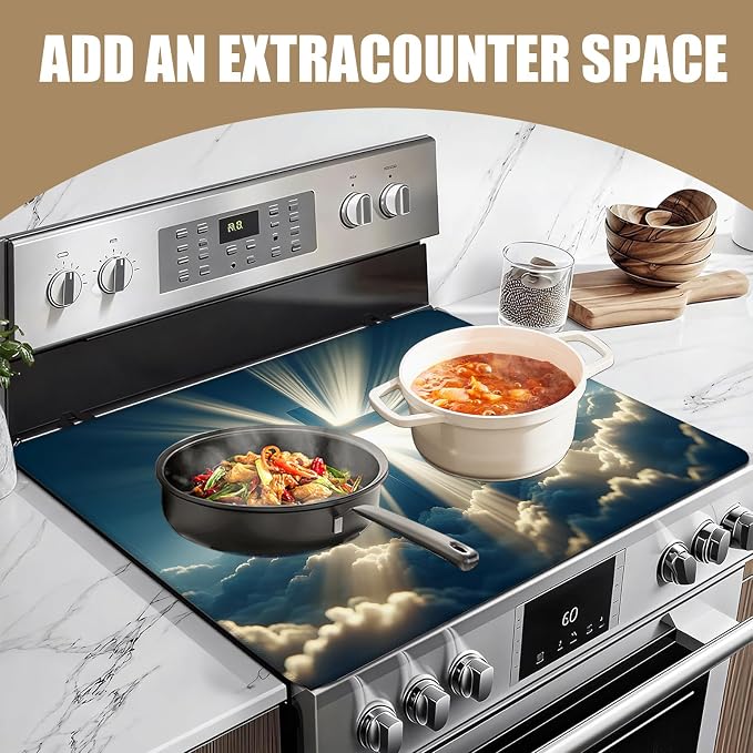 Blessed Cross Heaven Stove Top Covers for Electric Stove, Electric Gas Stove Pad Heat Resistant Range Cooktop Protector for Home Decor Kitchen 28"x20"
