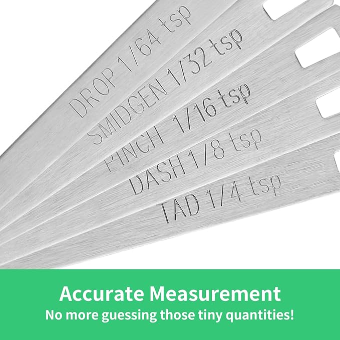 Cuttte 5PCS Small Measuring Spoons Set Teaspoon 1/4 1/8 1/16 1/32 1/64 tsp | Stainless Steel Tiny Measuring Spoons for Cooking Baking, Mini Teaspoons for Small Amount of Powders, Spices, Dry Ingredients