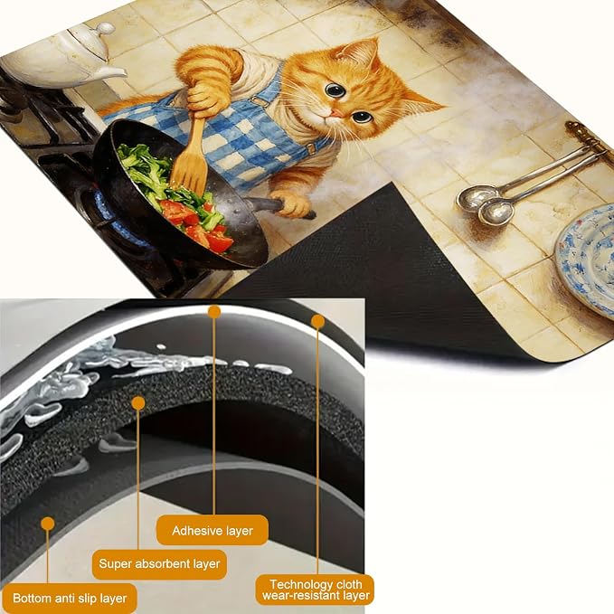 HOMETITUTE Spring Stove Top Cover 28x20 Cute Cat Kitchen Art Heat Resistant