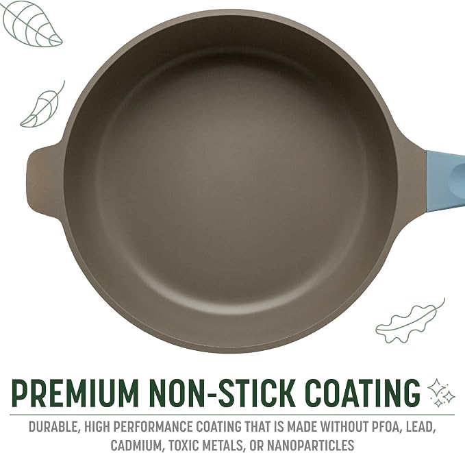 Goodful All-in-One Pan, Multilayer Nonstick Cookware Set, High-Performance Construction, Multipurpose Design Replaces Multiple Pots and Pans, Dishwasher Safe, 11-Inch, 4.4-Quart Capacity, Blue Mist