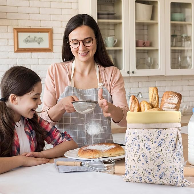 2 Pack Beeswax Bread Bags for Homemade Bread, Sourdough Storage XL 17"x13" | Reusable Bees Wax Bread Bag & Keeper, Natural Canvas with Premium Box for Home Baking, Freezer Storage & Outdoor Use