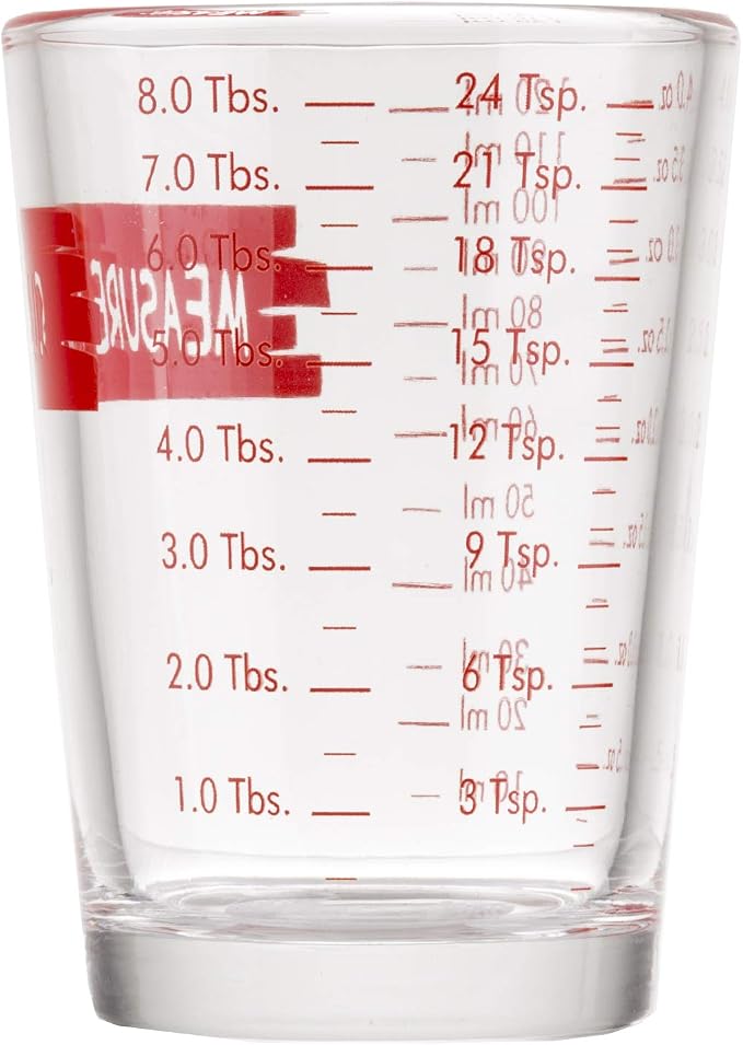 Tablecraft H1433T Measuring Cup Measure-N-Pour, 4 oz, Clear