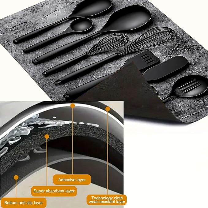HOMETITUTE Modern Black Kitchen Tools Stove Top Cover 28x20 Heat Mat