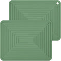 Silicone Trivets for Hot Dishes, Trivet Mat Hot Pads for Kitchen, Trivet for Pots and Pans, Silicone Pot Holders, Trivets for Quartz Countertops, Heat Resistant Mats Set 2 Olive Green
