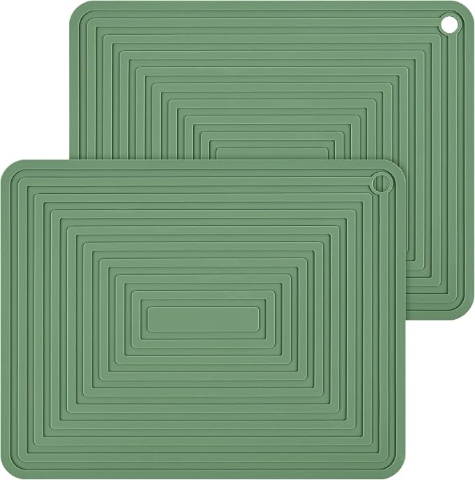 Silicone Trivets for Hot Dishes, Trivet Mat Hot Pads for Kitchen, Trivet for Pots and Pans, Silicone Pot Holders, Trivets for Quartz Countertops, Heat Resistant Mats Set 2 Olive Green