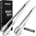 Grill Tongs UP TO 600°F Metal BBQ Tongs For Cooking 2PCS 12" 17 INCH | Heat Resistant 600 Degrees Stainless Steel Kitchen tongs, Metal Locking Tong for Cooking, Grilling, Outdoor Barbecue